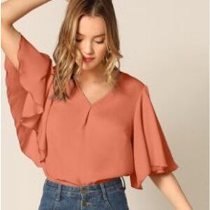 NWOT - SHEIN V-neck, Battwing Sleeve top (M)